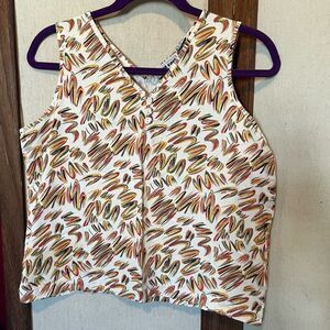 Vintage Color Code Sleeveless Patterned Blouse